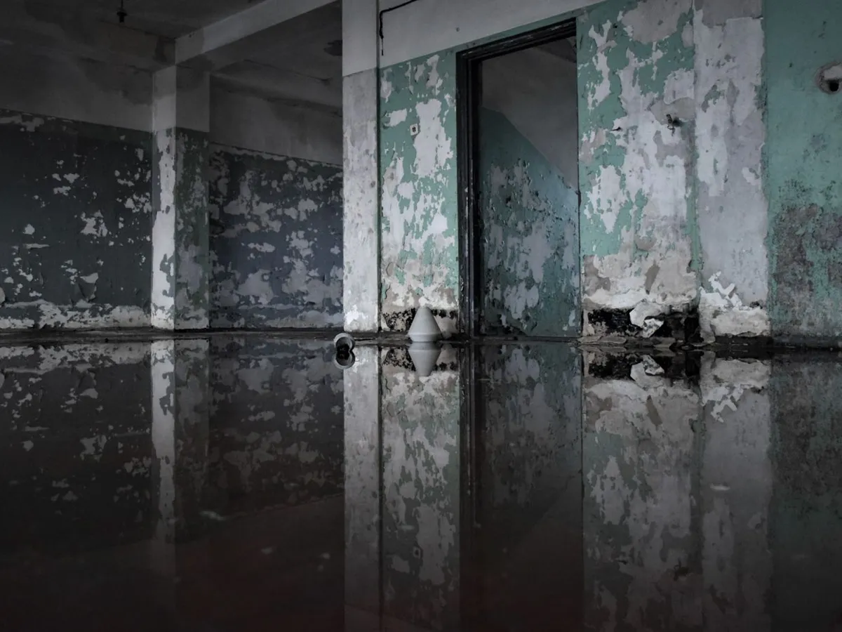 Room with standing floodwater across the floor